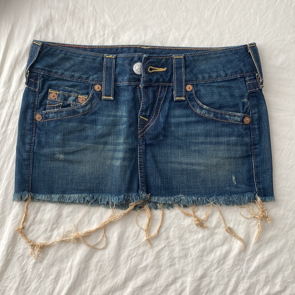 True Religion Mandy Cutoff Jean Skirt